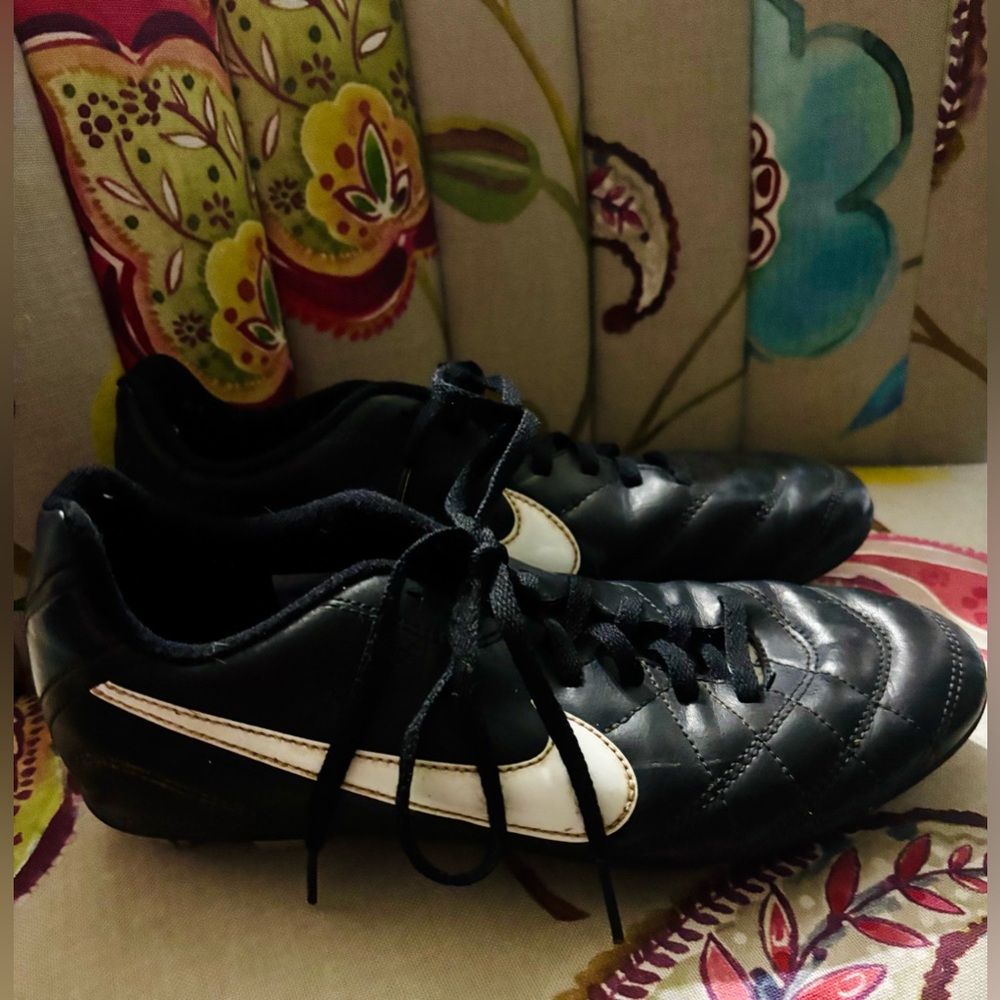 Nike Black and White Soccer Cleats size 6 youth